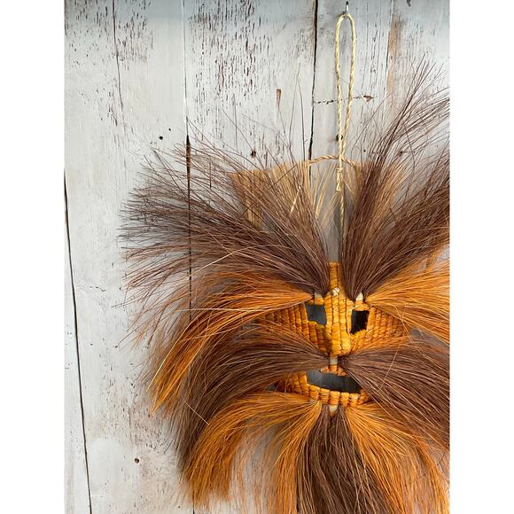 Woven Tribal Festival Mask Rustic Boho Decor Wearable Decorative Dimensional - Picture 7 of 10